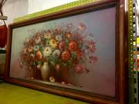 Natureza Morta - grande pintura em óleo sobre tela 130 cm comprimento