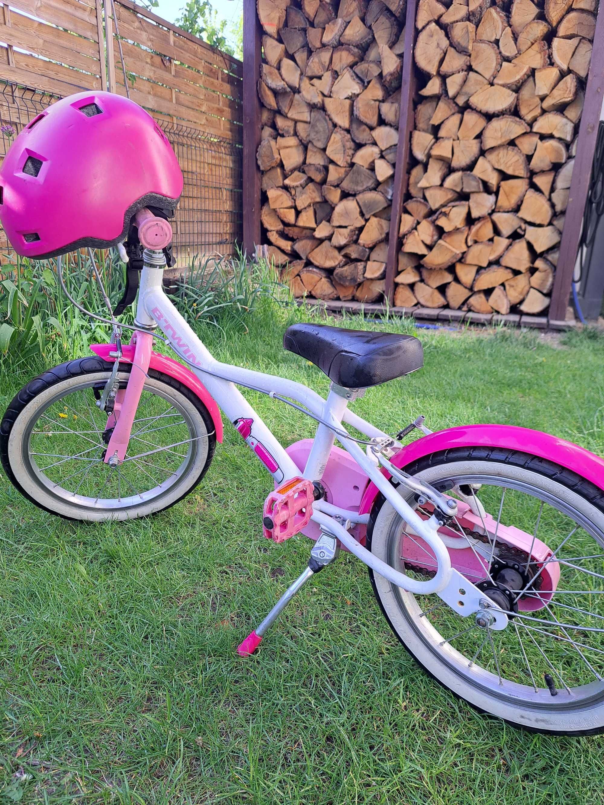 Rowerek dla dziewczynki 16 cali + różowy kask