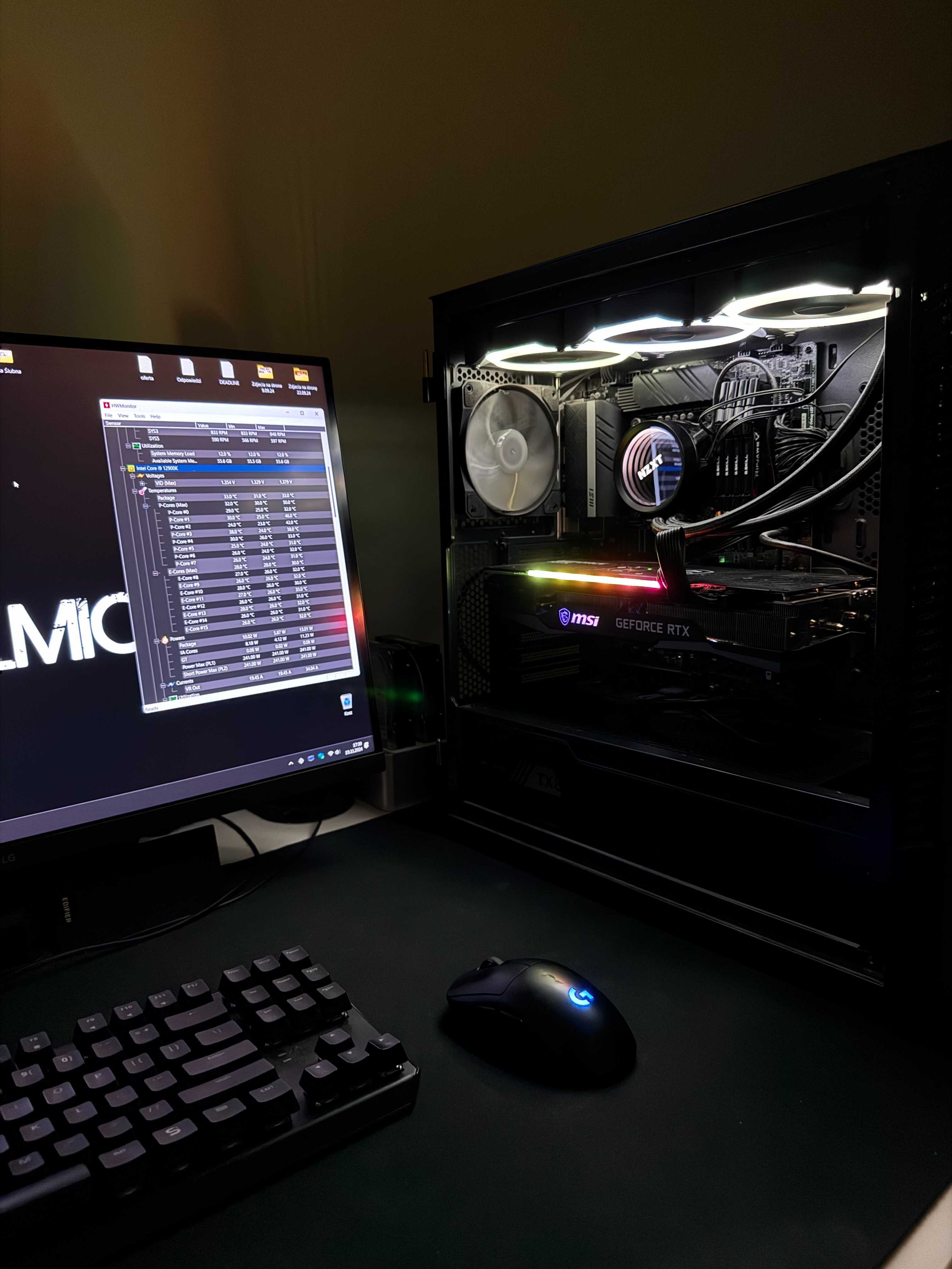 KOMPUTER i9-12900K, RTX 3060, 64GB RAM +MONITOR+mysz+klawiatura