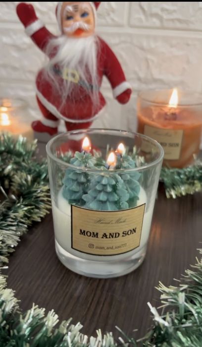 Свічка із соєвого воску у склянці "ЯЛИНКИ У СКЛЯНЦІ" 250мл