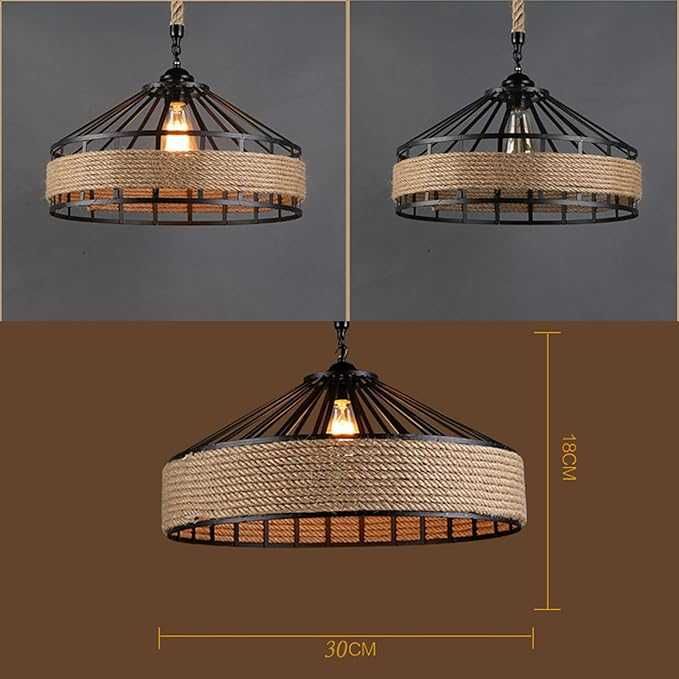 Lampa wisząca Boho Vintage z ratanu, E27, Ø30 cm, regulowana wysokość