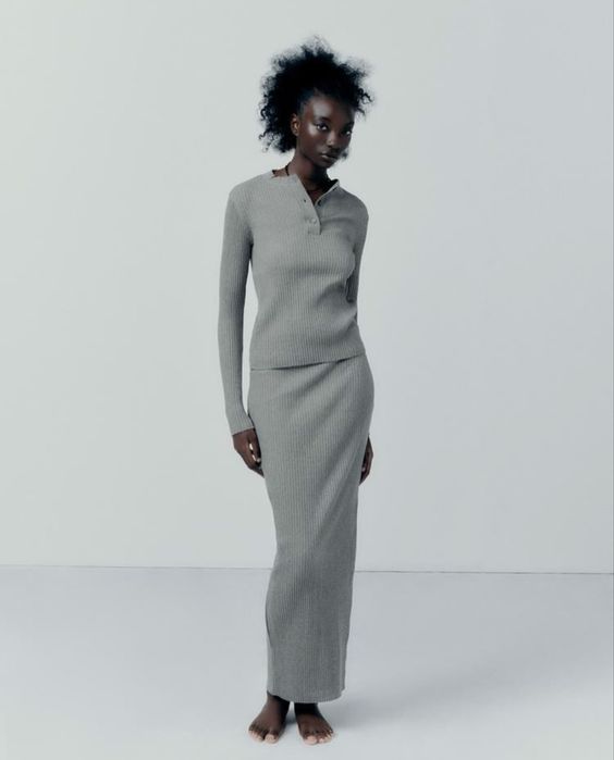 Жіночий костюм кофта і спідниця в рубчик zara