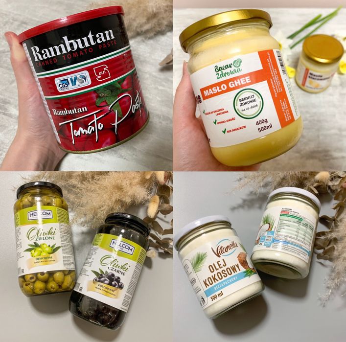 Масло ГХІ польське, кокосова олія, оливки зелені чорні, томатна паста