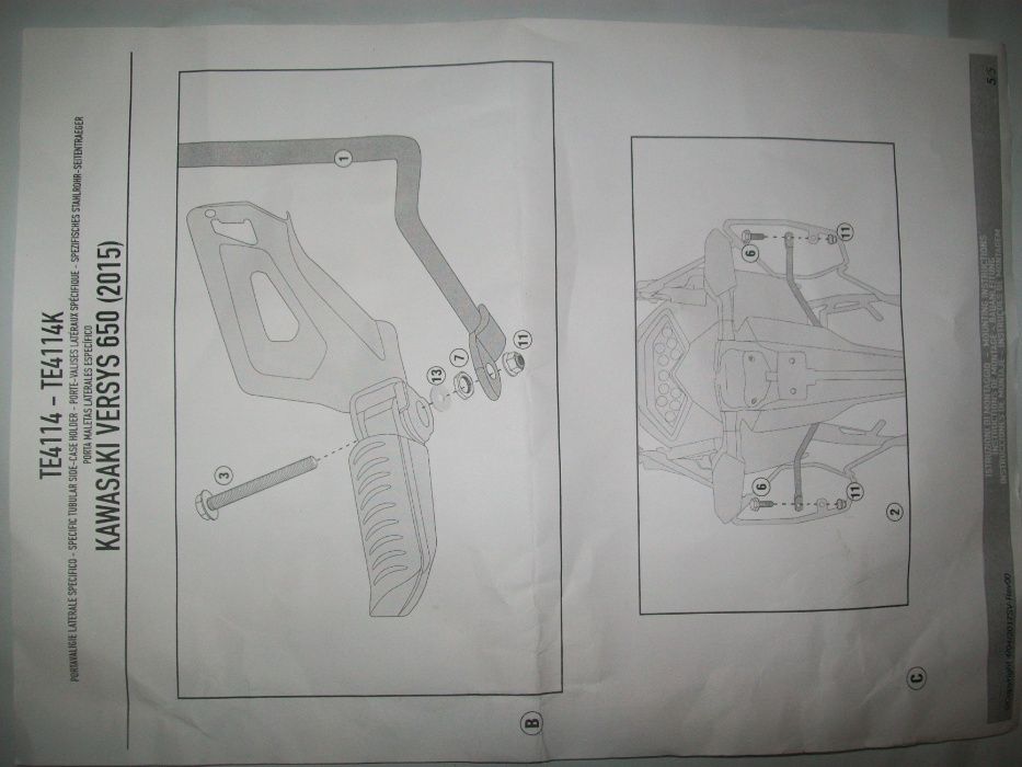 TE4114 VERSYS 650 (15>19) KAWASAKI , GIVI stelaż sakw / toreb boc