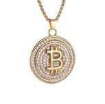 Naszyjnik z monetą bitcoin kolor złoty kryptowaluty BTC