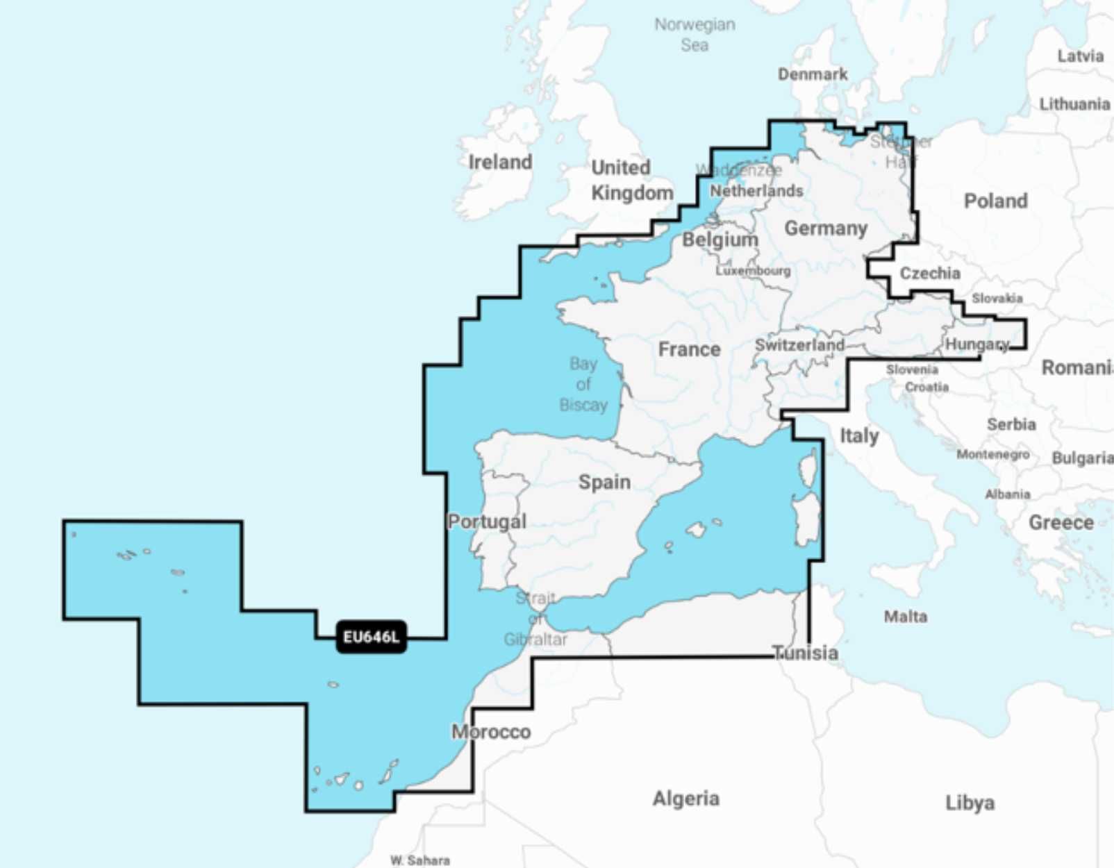Navionics+ 646L Mapa Europy zachodniej
