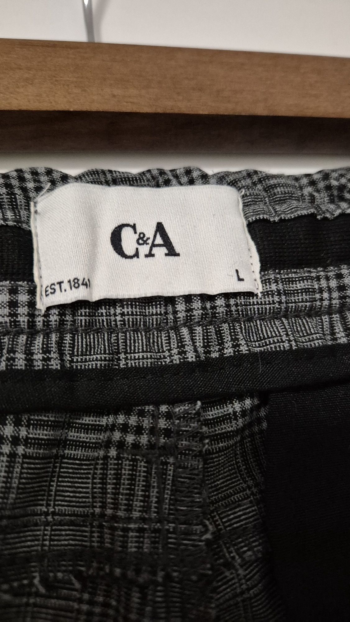 Chinosy męskie - Tapered Fit - Wzór w kratkę C&A rozmiar L