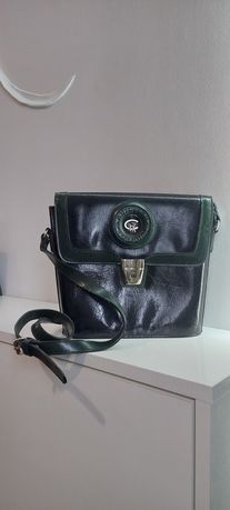 Жіноча сумка (чорна з темно-зеленими елементами)