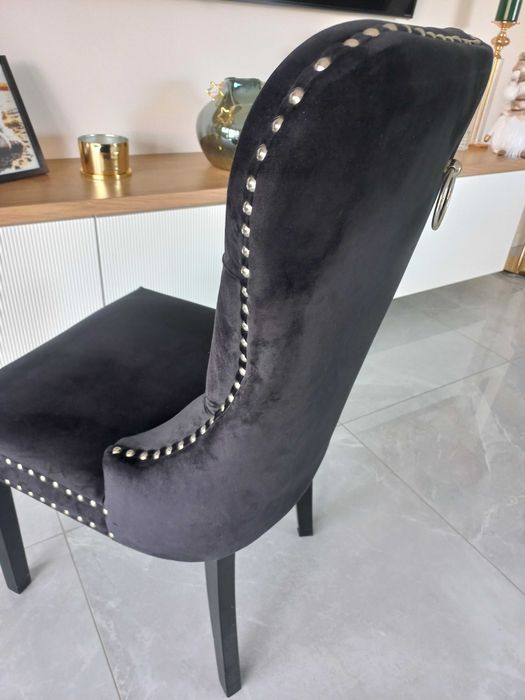 Krzesła Glamour czarne welurowe