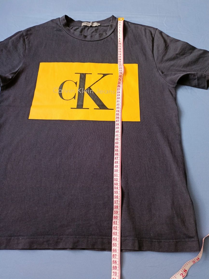 T-shirt męski Calvin Klein, granatowa koszulka z dużym logo, rozmiar S