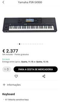 Teclado Yamaha PSR SX900 com Acessórios por 1.650 - Preço imperdível