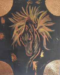 Obraz Akrylowy Abstrakcja,, Koń''.Ręcznie malowany