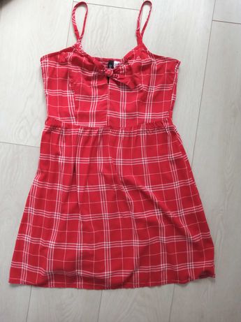 Sukienka czerwona w kratkę H&M