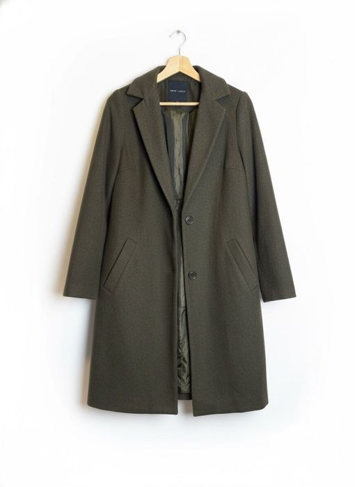Elegancki Płaszcz 100% Damski New Look Khaki Jesienny Wiosenny r. 36 S