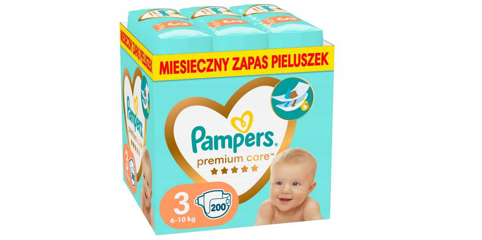 PAMPERS PREMIUM Pieluszki Pampers Care Rozmiar 3 200 szt !! OKAZJA !!
