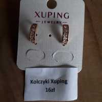 Nowe kolczyki wkrętki z cyrkoniami, pozłacane Xuping