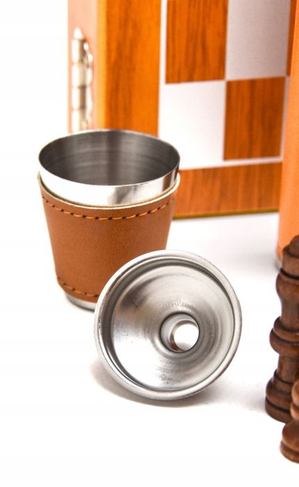 Zestaw Piersiówka Szachy Kieliszki Drewn Prezent Dla Wędkarzy Wędkarza