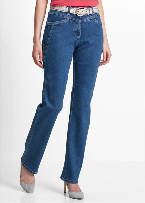 bonprix niebieskie wygodne elastyczne spodnie jeansowe 48