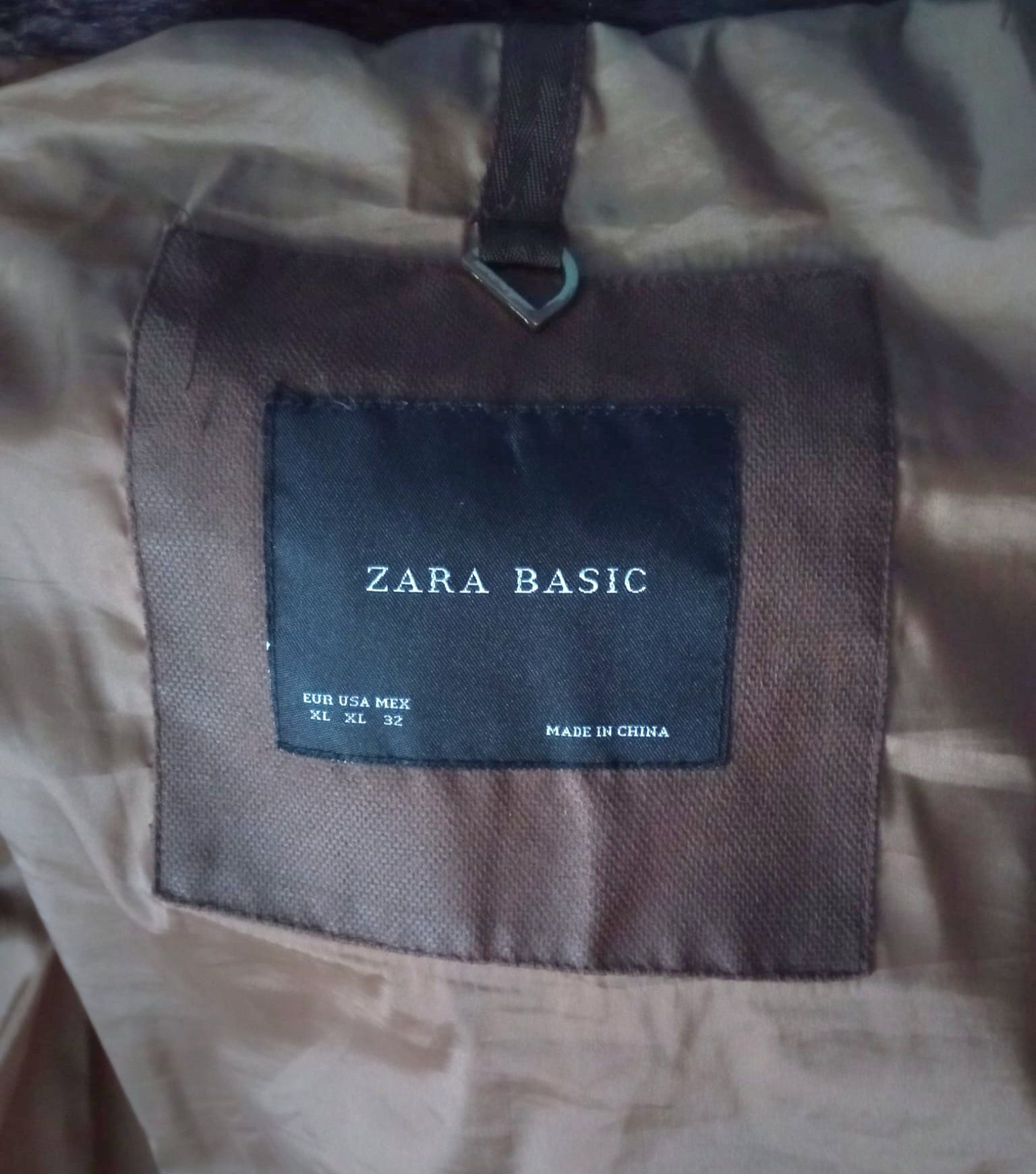 Brązowa kurtka puchowa Zara Basic XL