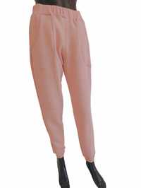 spodnie dresowe z wysokim stanem joggery różowe L