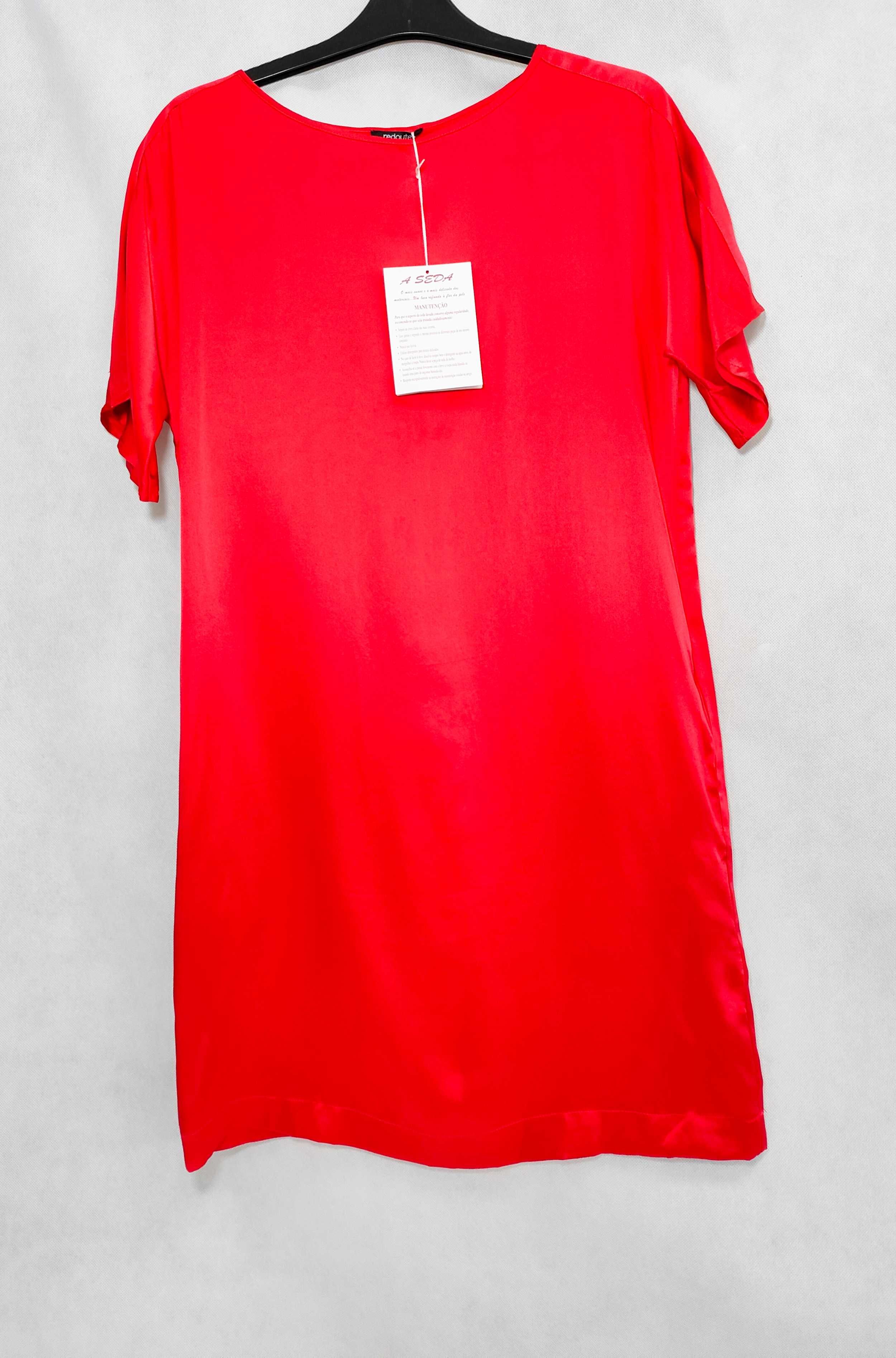 Sukienka z jedwabiu czerwona  klasyczna 38 M SU0046 LA REDOUTE