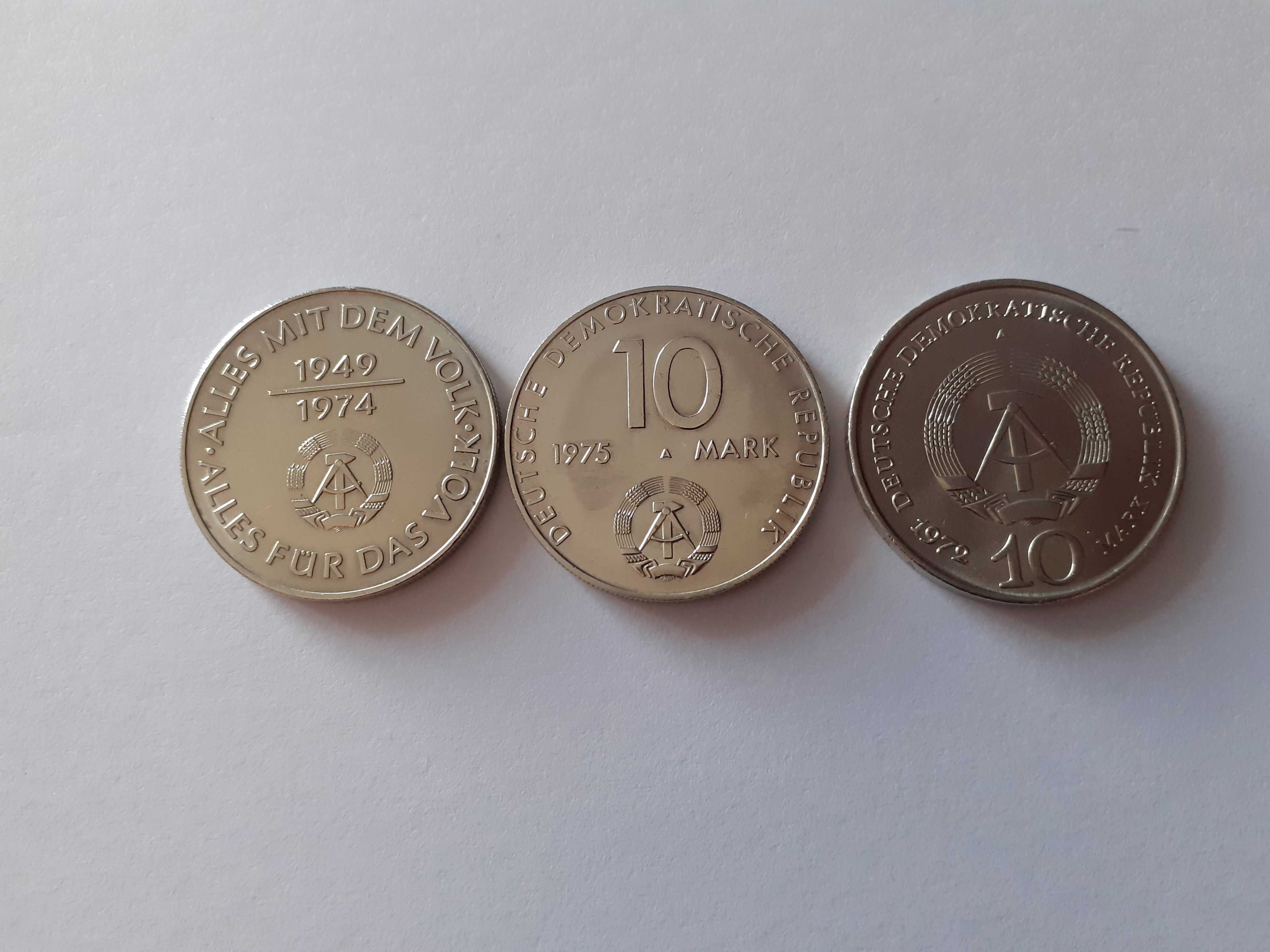 Nowa  Cena ! Zestaw 3 szt  10 Marek  DDR  okolicznościowych