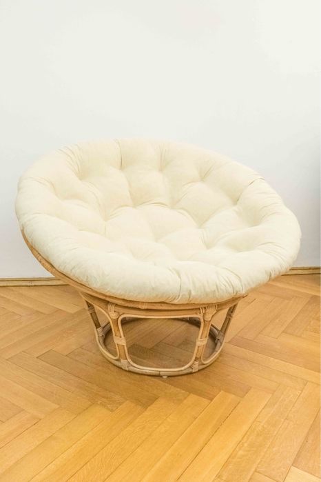 papasan krzesło ogrodowe fotel rattanowy futon 120 cm jasnobeżowy