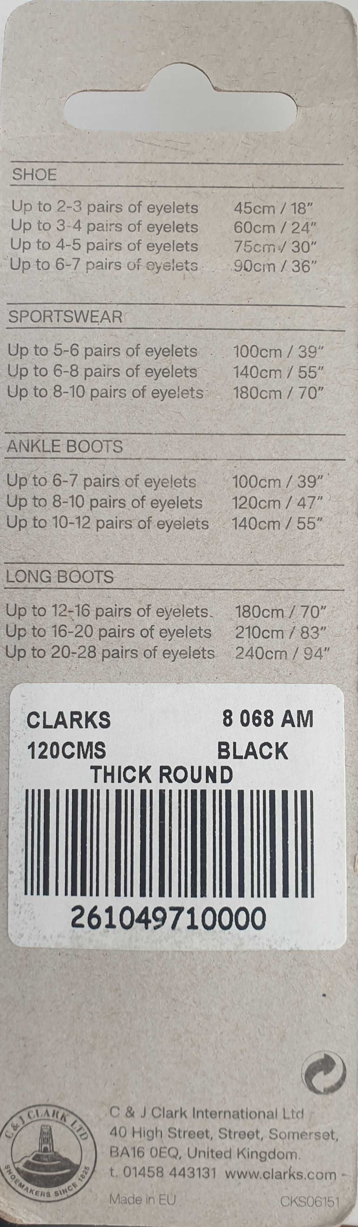 Clarks Sznurówki do butów 120 cm czarne