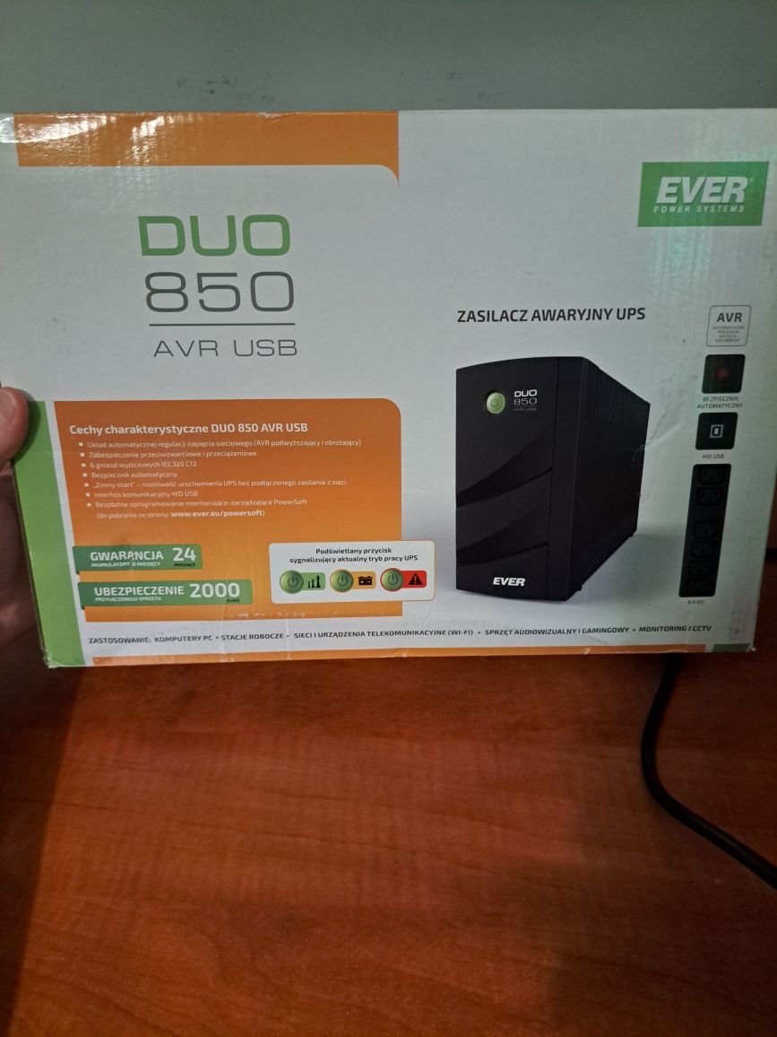 UPS Ever Duo 850 AVR Zasilacz Awaryjny Bateria do komputera 550W