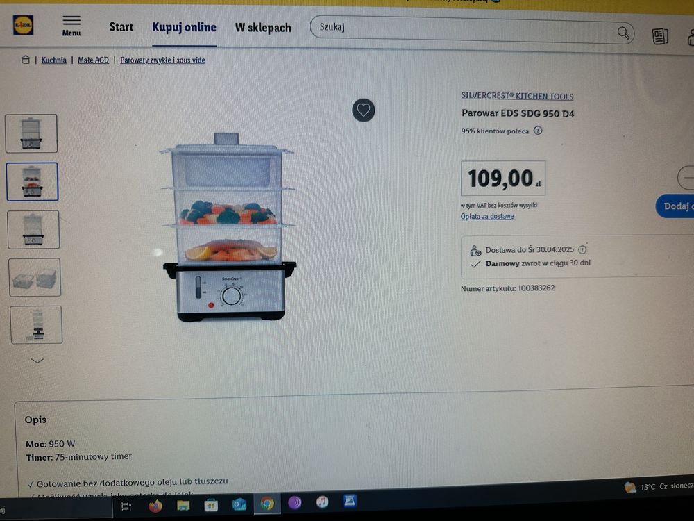 Parowar Urządzenie do gotowania ma parze