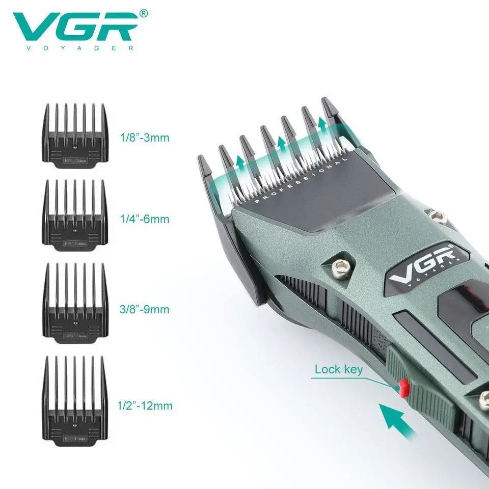 Акумуляторна машинка для стрижки VGR V-696 Professional 4 led display