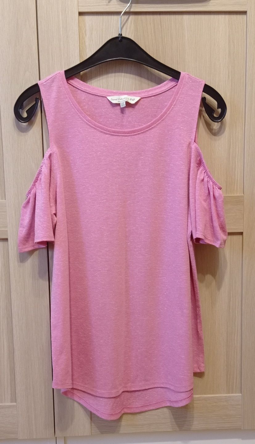 F&F Casual Collection różowa koszulka, odkryte ramiona, r.40