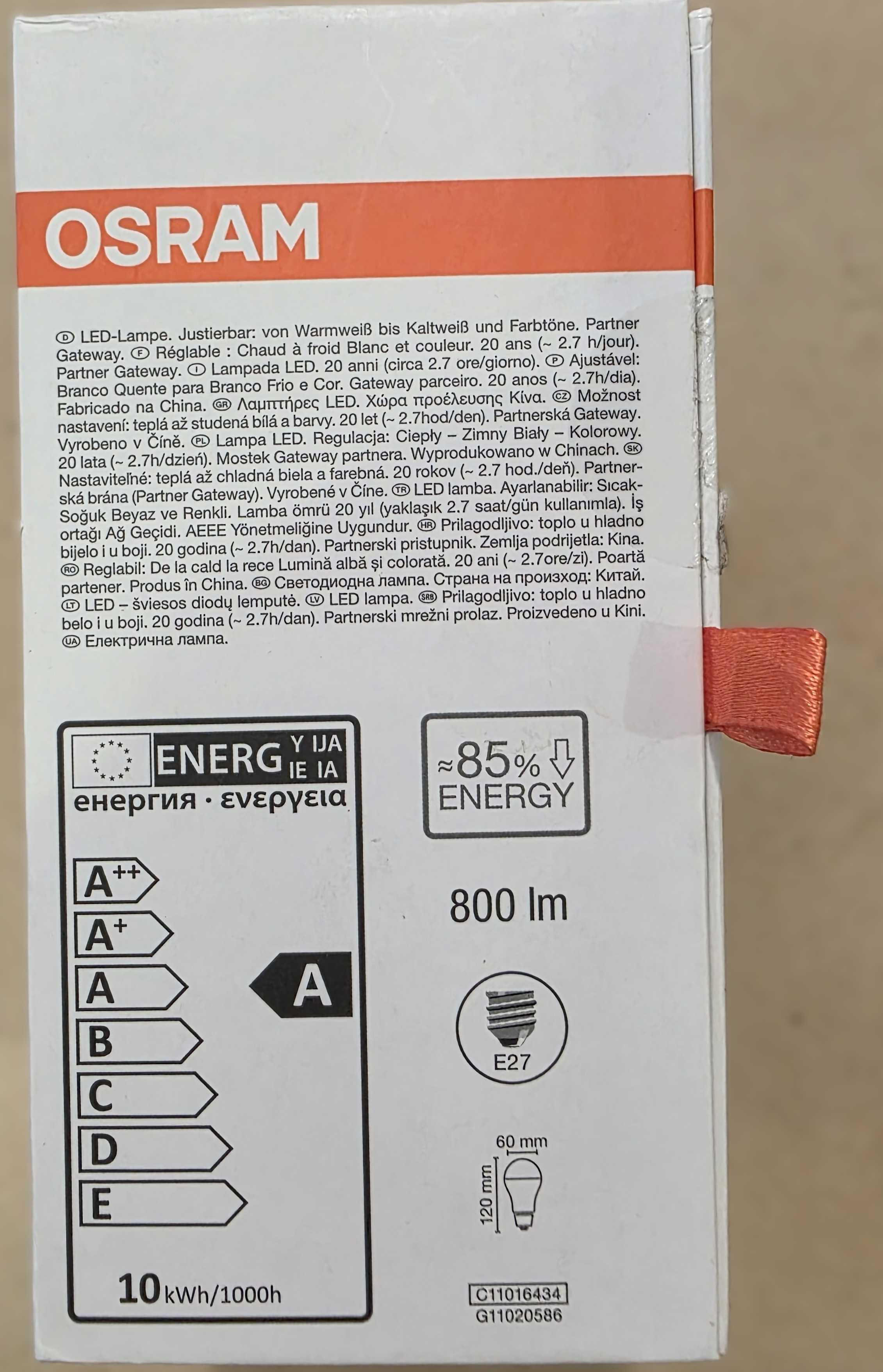 Żarówka LED Osram Smart+ E27 RGBW 10W 800lm Bluetooth