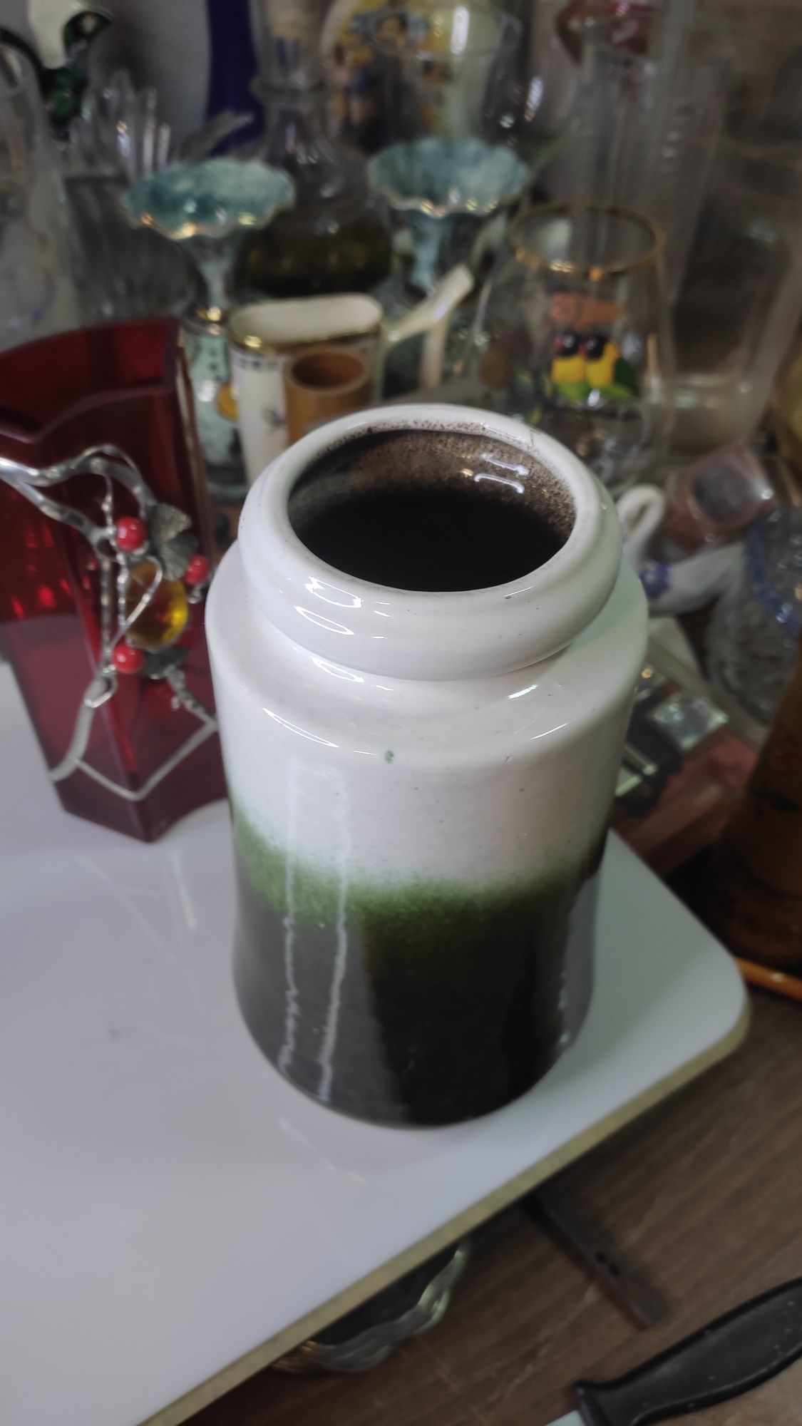Stary niemiecki wazon FAT Lava 2 kolorowy