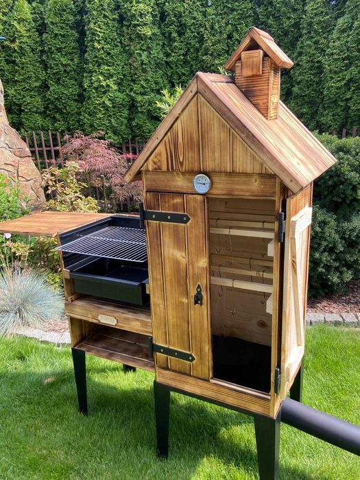 Wędzarnia Drewniana Ogrodowa z Grillem 2 w 1