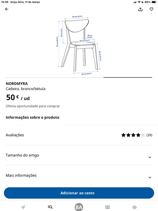 Conjunto de 4 Cadeiras Nordmira Ikea 4