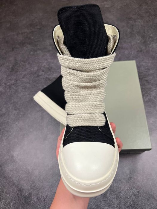 Rick Owens Ramones Jambo Lace Low Black White
