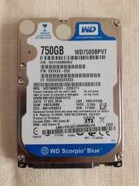 Disco rígido móvel Western Digital WD7500BPVT azul 750GB - NOVO