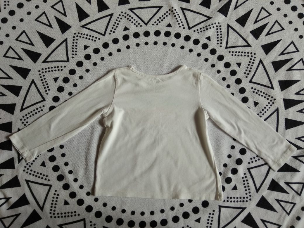 Biała bluzka z długim rękawem w serce serduszka 98/104 H&M Walentynki