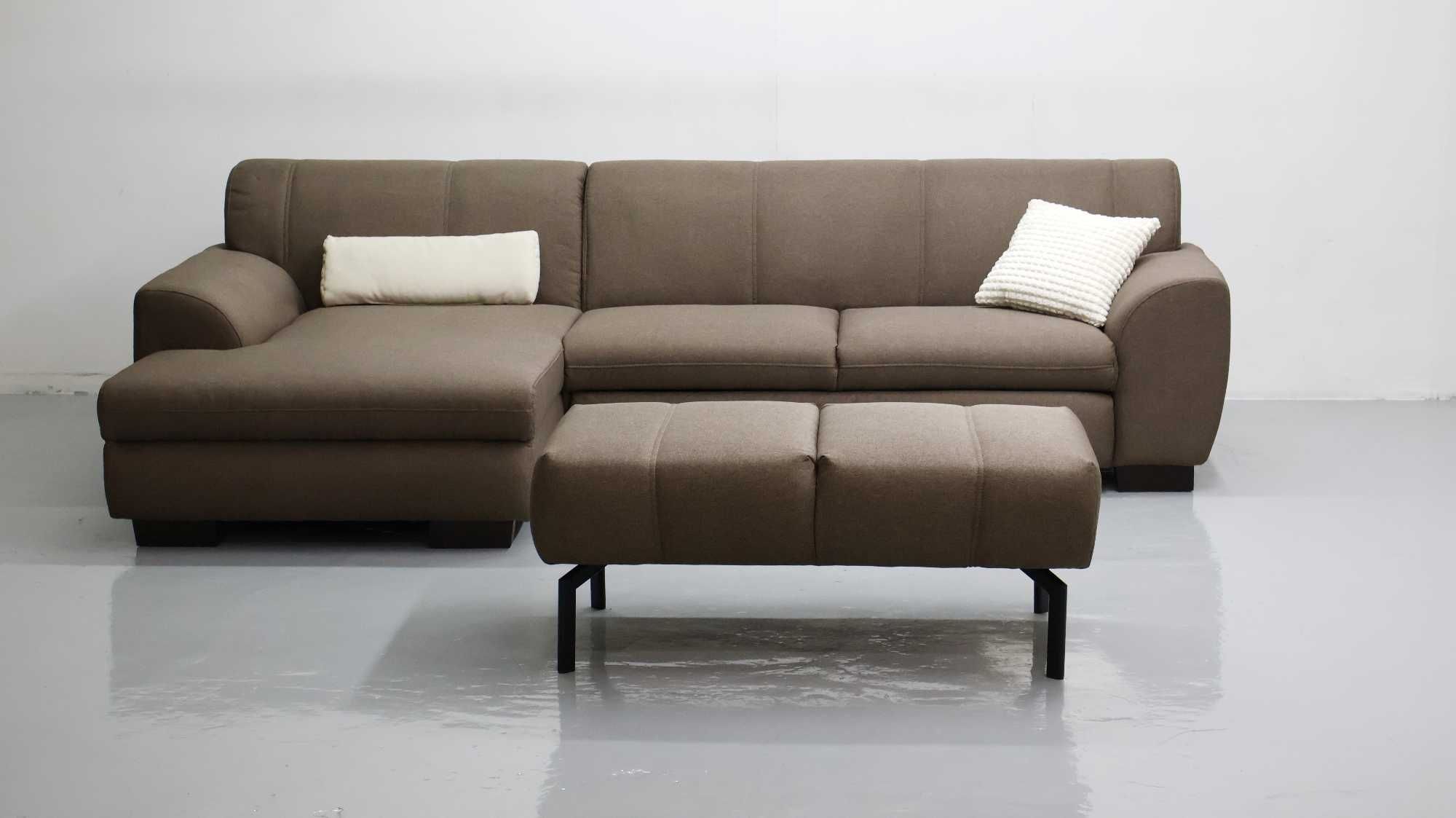 TCE DESIGN NAROŻNIK z funkcją spania PUFA rogówka sofa brązowa tkania