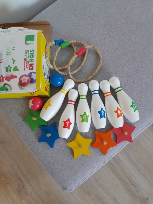 Vilac 1911 kręgle drewniane zabawki gra zręcznościowa drewno