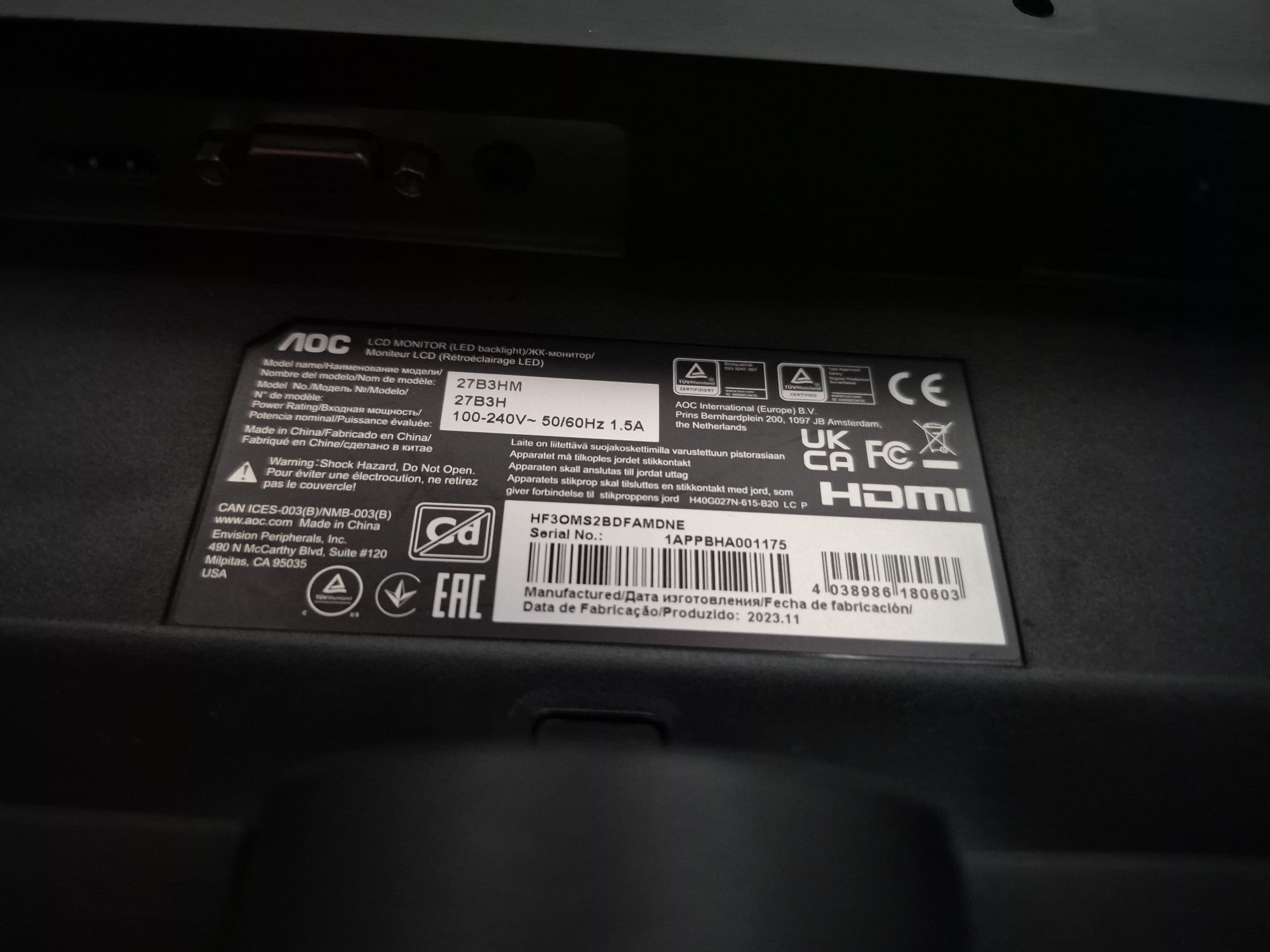 MONITOR AOC 27' Polegadas