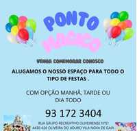 Aluguer espaço para aniversário e todo tipo de festas.