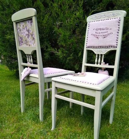 Пара старинных стульев Velvet Olive Реставрированные и декорированные.