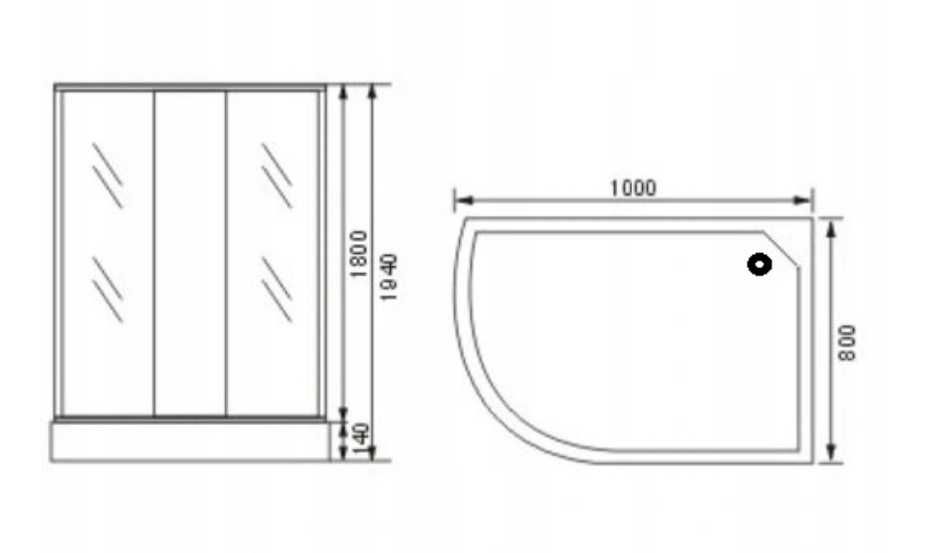 Nowa kabina prysznicowa 100x80 + Brodzik R ! PRAWA