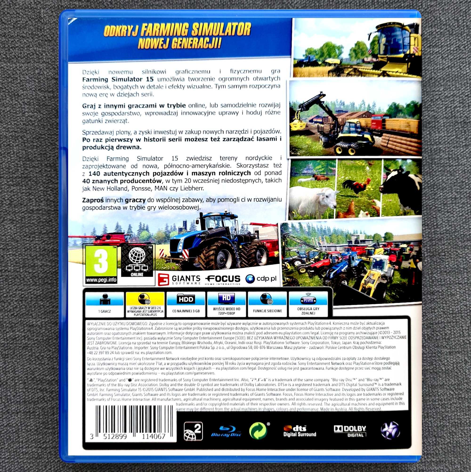 Farming Simulator 15 Ps4 PL Polskie Napisy Symulator Farmy 2015