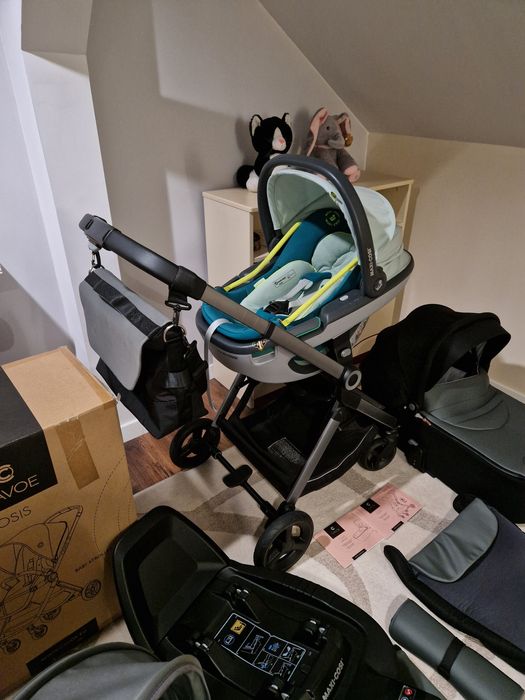 Wózek Cavoe 3w1,4w1, fotelik Maxi Cosi Coral z baza, lekki, nowoczesny