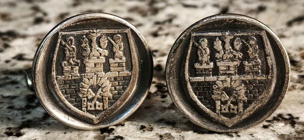 Spinki do mankietów, herb poznania, punca srebro