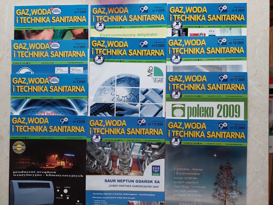 Czasopismo Gaz, Woda i Technika Sanitarna Miesięcznik Rocznik 2009