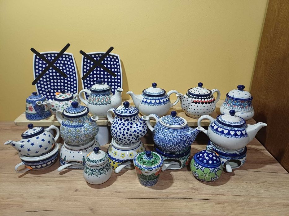 Mix CERAMIKA BOLESŁAWIECKA dzbanek podgrzewacz czajnik talerz